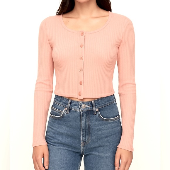Aritzia Wilfred free Blush Ribbed Cardigan - Picture 9 of 10